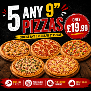5 Any 9" Pizzas