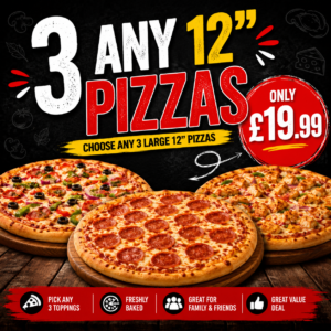 3 Any 12" Pizzas